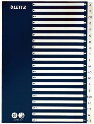 LEITZ Register A4 A-Z weiß mit blauem Deckblatt (Pappe)