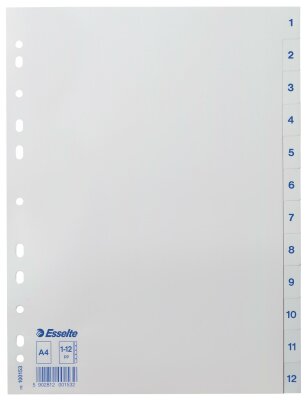 LEITZ Register A4 1-12 weiß 100153 Plastik 12tlg.