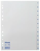 LEITZ Register A4 1-12 weiß 100153 Plastik 12tlg.