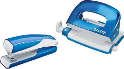 LEITZ 5561 Set Mini Locher Heftgerät NeXXt WOW - blau metallic