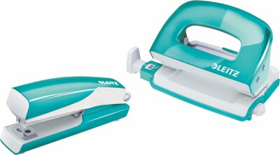 LEITZ 5561 Set Mini Locher Heftgerät NeXXt WOW - eisblau metallic