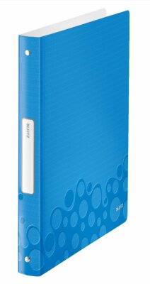 LEITZ Ringbuch A4 Wow blau metallic Ringbuch WOW mit selbstklebendem Rücken