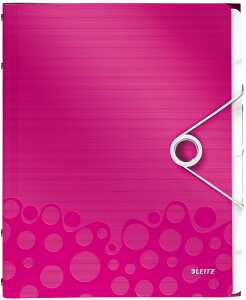 Ordnungsmappe A4 WOW PP 6 Fächer pink metallic 3 Klappen