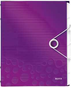 Ordungsmappe A4 WOW PP 6 Fächer violett metallic 3 Klappen