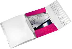 LEITZ Ordnungsmappe WOW DIN A4 PP 12 Fächer pink-metallic (80463423