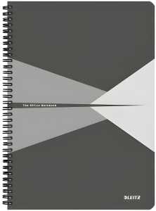 LEITZ Collegeblock Office PP A4 kariert grau Office mit Spiralbin