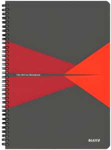 LEITZ Collegeblock Office PP A4 kariert rot Office mit Spiralbin