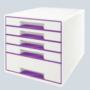 LEITZ Schubladenbox WOW CUBE violett metallic 52142062 5 Schubladen