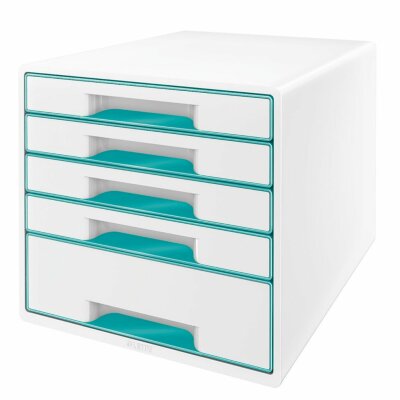 LEITZ Schubladenbox WOW CUBE eisblau metallic 5214-20-51   5 Schubladen