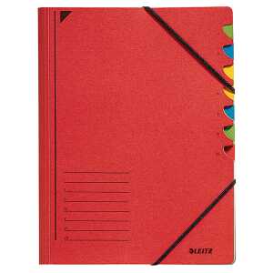 LEITZ 3907 Ordnungsmappe 7 Fächer A4 PendarecKarton (RC) 430 g/qm rot