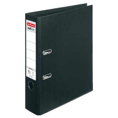 Herlitz Ordner maX.file protect+ A4 8cm sw Voll-PP-Folienbezug Wechselfenster