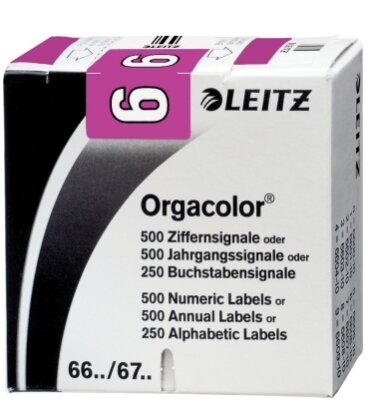 LEITZ 6606-10-00 Ziffernsignal 500ST violettPackung zu 500 SchilderZiffer 6