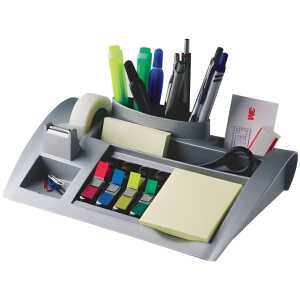 Post-it Schreibtischorganizer silber  metallic befüllt