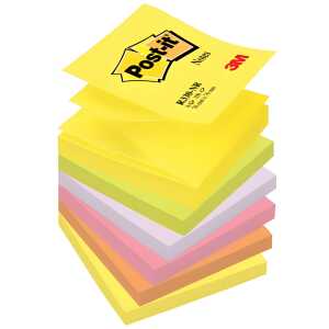 Post-it Haftnotiz Z-Notes Neon - 76 x 76 mm, neonfarben, 6x 100 Blatt