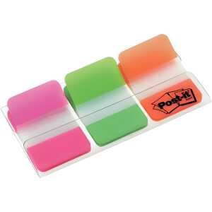 Post-it Index STRONG - 25,4 x 38 mm, Leuchtfarben, 3x 22 Streifen