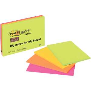 Post-it SuperSticky Meeting Notes Neon - 152 x 101 mm, 4 x 45 Blatt