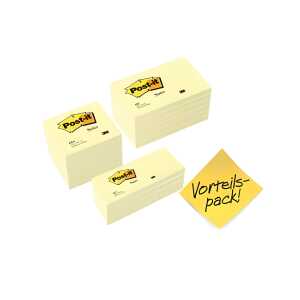 Haftnotizblock 6x654 + 6x655 gelb POST-IT 654655P 12x653 gratis