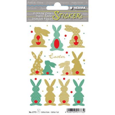 Herma MAGIC Sticker HAPPY EASTER - GOLDHASEN, FOLIE BE