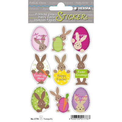 Herma MAGIC Sticker HAPPY EASTER - OSTERHASEN, TRANSPU