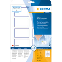 Herma Namensetiketten ablösbar 80 x 50 mm Acetatseide weiss mit blauen Streifen 20 Bl 200 Etik. LaserCopy