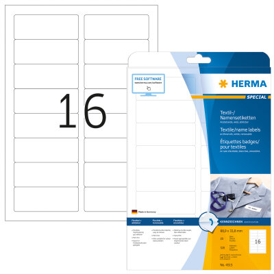 Herma Namensetiketten ablösbar 88,9 x 33,8 mm Acetatseide weiss 20 Bl 320 Etik. LaserCopy