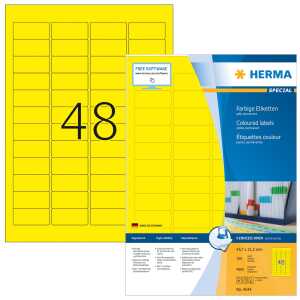 Farbige Etiketten A4, 45,7 x 21,2 mm, gelb, permanent haftend
