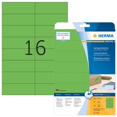 Herma Etiketten ablösbar 105 x 37 mm grün 20 Bl 320 Etik. LaserInkCopy