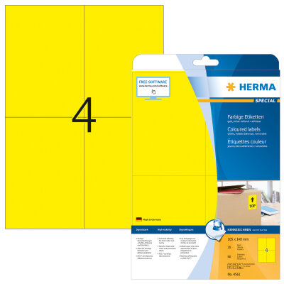 Herma Etiketten ablösbar 105 x 148 mm gelb 20 Bl 80 Etik. LaserInkCopy