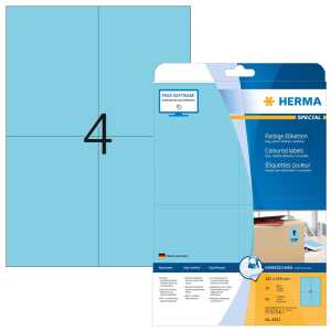 Herma Etiketten ablösbar 105 x 148 mm blau 20 Bl 80 Etik. LaserInkCopy