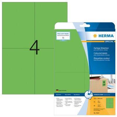 Herma Etiketten ablösbar 105 x 148 mm grün 20 Bl 80 Etik. LaserInkCopy