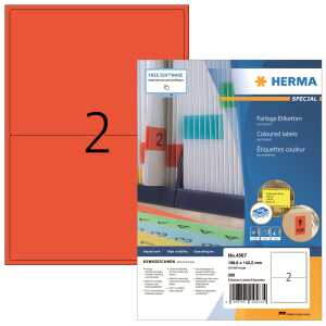 Herma Etiketten permanent 199,6 x 143,5 mm rot 100 Bl 200 Etik.