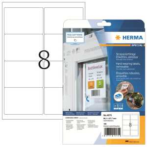 Herma Etiketten ablösbar 99,1 x 67,7 mm Folie weiss 20 Bl 160 Etik.