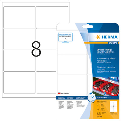 Herma Etiketten ablösbar 99,1 x 67,7 mm Folie weiss wetterfest 20 Bl 160 Etik. LaserCopy