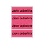 Versandzettel -Vorsicht zerbrechlich- 39 x 118 mm, leuchtrot