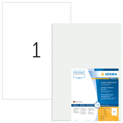 Herma Etiketten für Outdoor stark haftend 420 x 297 mm weiss Folie wetterfest 40 Bl 40 Etik. LaserCopy