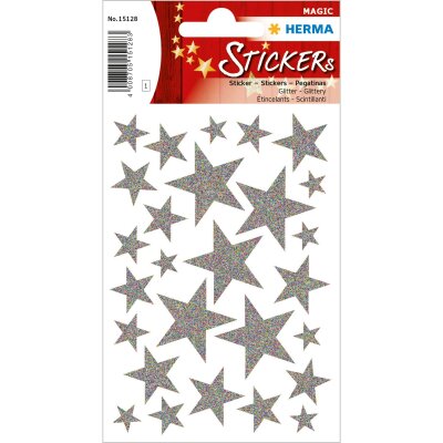 Herma MAGIC Sticker WEIHN. STERNE SILBER, GLITTERY