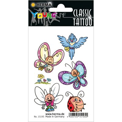 Herma Tattoo Classic Transferfolie Schmetterling & Friends 1 Bl 6 Tattoos