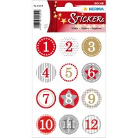 Herma DECOR Sticker ADVENTSKALENDERZ.1-24, ROT Ø 2 cm