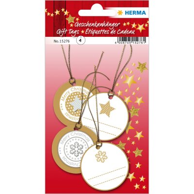 Herma Geschenkanhänger Weihnachten Ø 50 mm gold 4 Stück