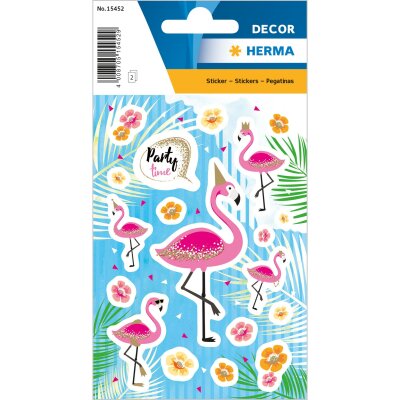 Herma Sticker DECOR Tiere Flamingo Party Time beglimmert 2 Bl