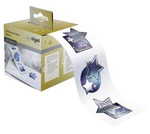 Weihnachts-Sticker 200 - 43 x 35 mm - Christmas Mix - silber