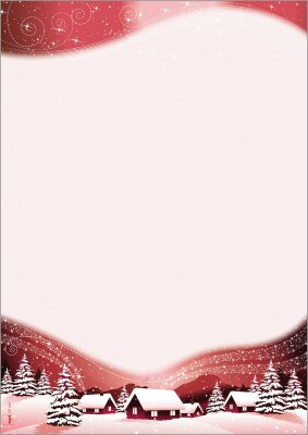 SIGEL DP036 Weihnachts-Motiv-Papier - Winterlandschaft - rot/gold - 90 g/m² - A4 - 100 Blatt