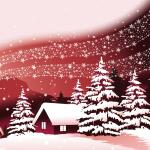 Weihnachts-Motiv-Papier Winterlandschaft rot/gold 90...