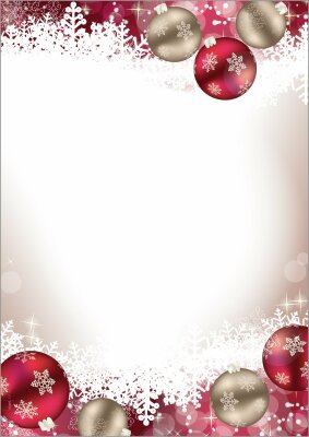 SIGEL DP041 Weihnachts-Motiv-Papier - Weihnachtskugeln - rot/gold - 90 g/m² - A4 - 100 Blatt