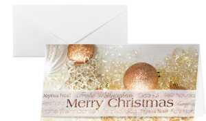 Weihnachts-Karten Weihnachtskugeln kupfer - DL - 10 Karten + Umschläge