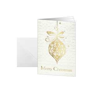 Weihnachts-Karten Weihnachtskugel gold/weiß A6 10 Karten + Umschläge