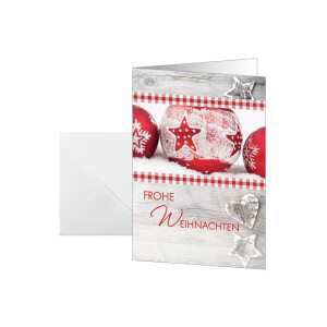 Weihnachts-Karten Weihnachtskugeln rot - A6 - 25 Karten + Umschläge