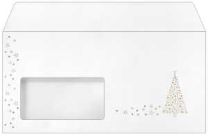 Weihnachts-Umschlag - Weihnachtsbaum - gold DIN lang - 50 Umschläge