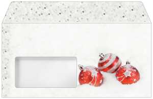 Weihnachts-Umschlag - Weihnachtskugeln - rot DIN lang - 50 Umschläge