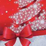 Geschenktasche Flasche - rot/silber - Weihnachtsbaum 10 x 35 x 8 cm